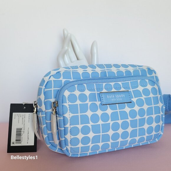 KATE SPADE Belt Bag Noel Jacquarded Printed Fabric Bag- Astral Blue color ⭐ - Picture 15 of 16